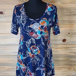 LuLaRoe Short Sleeved Blue Floral Blouse,  Ladies Size XS